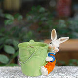 Maxbell Bunny Statue Flowerpot Vase Container Funny Animal Sculpture for Living Room Bunny Bucket