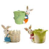 Maxbell Bunny Statue Flowerpot Vase Container Funny Animal Sculpture for Living Room Bunny Bucket