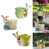 Maxbell Bunny Statue Flowerpot Vase Container Funny Animal Sculpture for Living Room Bunny Bucket