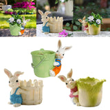 Maxbell Bunny Statue Flowerpot Vase Container Funny Animal Sculpture for Living Room Bunny Bucket