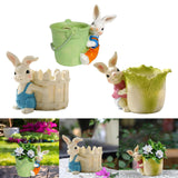 Maxbell Bunny Statue Flowerpot Vase Container Funny Animal Sculpture for Living Room Bunny Bucket