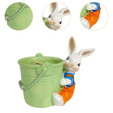 Maxbell Bunny Statue Flowerpot Vase Container Funny Animal Sculpture for Living Room Bunny Bucket