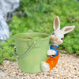 Maxbell Bunny Statue Flowerpot Vase Container Funny Animal Sculpture for Living Room Bunny Bucket