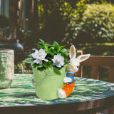 Maxbell Bunny Statue Flowerpot Vase Container Funny Animal Sculpture for Living Room Bunny Bucket