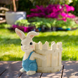 Maxbell Bunny Statue Flowerpot Vase Container Funny Animal Sculpture for Living Room Bunny Fence