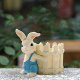 Maxbell Bunny Statue Flowerpot Vase Container Funny Animal Sculpture for Living Room Bunny Fence