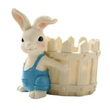 Maxbell Bunny Statue Flowerpot Vase Container Funny Animal Sculpture for Living Room Bunny Fence