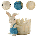 Maxbell Bunny Statue Flowerpot Vase Container Funny Animal Sculpture for Living Room Bunny Fence