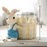 Maxbell Bunny Statue Flowerpot Vase Container Funny Animal Sculpture for Living Room Bunny Fence
