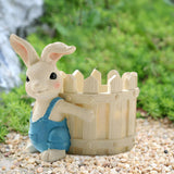 Maxbell Bunny Statue Flowerpot Vase Container Funny Animal Sculpture for Living Room Bunny Fence