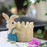 Maxbell Bunny Statue Flowerpot Vase Container Funny Animal Sculpture for Living Room Bunny Fence