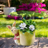 Maxbell Bunny Statue Flowerpot Vase Container Funny Animal Sculpture for Living Room Bunny Cabbage
