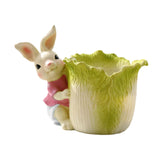 Maxbell Bunny Statue Flowerpot Vase Container Funny Animal Sculpture for Living Room Bunny Cabbage