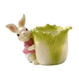 Maxbell Bunny Statue Flowerpot Vase Container Funny Animal Sculpture for Living Room Bunny Cabbage