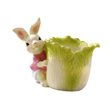 Maxbell Bunny Statue Flowerpot Vase Container Funny Animal Sculpture for Living Room Bunny Cabbage