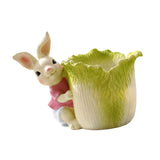 Maxbell Bunny Statue Flowerpot Vase Container Funny Animal Sculpture for Living Room Bunny Cabbage