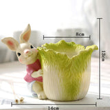 Maxbell Bunny Statue Flowerpot Vase Container Funny Animal Sculpture for Living Room Bunny Cabbage