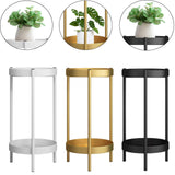Maxbell Plant Stand Double Tier Carbon Steel Sturdy Flower Stand for Bedroom Kitchen White