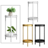 Maxbell Plant Stand Double Tier Carbon Steel Sturdy Flower Stand for Bedroom Kitchen White
