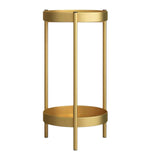 Maxbell Plant Stand Double Tier Carbon Steel Sturdy Flower Stand for Bedroom Kitchen Gold