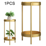 Maxbell Plant Stand Double Tier Carbon Steel Sturdy Flower Stand for Bedroom Kitchen Gold