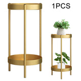 Maxbell Plant Stand Double Tier Carbon Steel Sturdy Flower Stand for Bedroom Kitchen Gold
