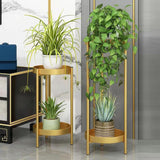 Maxbell Plant Stand Double Tier Carbon Steel Sturdy Flower Stand for Bedroom Kitchen Gold
