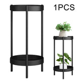 Maxbell Plant Stand Double Tier Carbon Steel Sturdy Flower Stand for Bedroom Kitchen Black