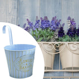 Maxbell Metal Hanging Flower Pot Garden Decoration Outdoor Railing Fence Hanging Pot Large Blue