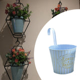 Maxbell Metal Hanging Flower Pot Garden Decoration Outdoor Railing Fence Hanging Pot Large Blue