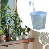 Maxbell Metal Hanging Flower Pot Garden Decoration Outdoor Railing Fence Hanging Pot Large Blue