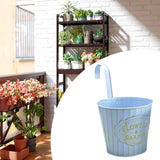 Maxbell Metal Hanging Flower Pot Garden Decoration Outdoor Railing Fence Hanging Pot Large Blue