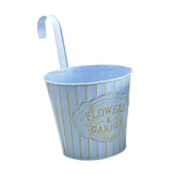 Maxbell Metal Hanging Flower Pot Garden Decoration Outdoor Railing Fence Hanging Pot Large Blue