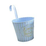 Maxbell Metal Hanging Flower Pot Garden Decoration Outdoor Railing Fence Hanging Pot Large Blue