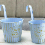 Maxbell Metal Hanging Flower Pot Garden Decoration Outdoor Railing Fence Hanging Pot Large Blue