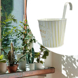 Maxbell Metal Hanging Flower Pot Garden Decoration Outdoor Railing Fence Hanging Pot Large White
