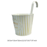 Maxbell Metal Hanging Flower Pot Garden Decoration Outdoor Railing Fence Hanging Pot Large White
