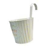 Maxbell Metal Hanging Flower Pot Garden Decoration Outdoor Railing Fence Hanging Pot Large White