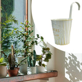 Maxbell Metal Hanging Flower Pot Garden Decoration Outdoor Railing Fence Hanging Pot Small White