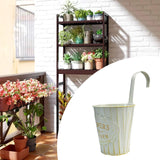 Maxbell Metal Hanging Flower Pot Garden Decoration Outdoor Railing Fence Hanging Pot Small White