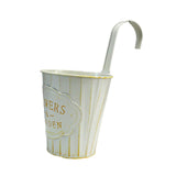 Maxbell Metal Hanging Flower Pot Garden Decoration Outdoor Railing Fence Hanging Pot Small White