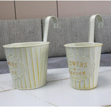 Maxbell Metal Hanging Flower Pot Garden Decoration Outdoor Railing Fence Hanging Pot Small White