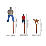 Maxbell 3x Potted Plant Wooden Plaque Dad, Son and Dog for Home Flower Pot Courtyard S