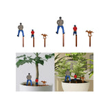 Maxbell 3x Potted Plant Wooden Plaque Dad, Son and Dog for Home Flower Pot Courtyard S