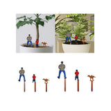 Maxbell 3x Potted Plant Wooden Plaque Dad, Son and Dog for Home Flower Pot Courtyard S