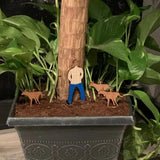 Maxbell 3x Potted Plant Wooden Plaque Dad, Son and Dog for Home Flower Pot Courtyard S