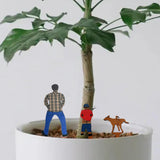 Maxbell 3x Potted Plant Wooden Plaque Dad, Son and Dog for Home Flower Pot Courtyard S