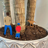 Maxbell 3x Potted Plant Wooden Plaque Dad, Son and Dog for Home Flower Pot Courtyard S