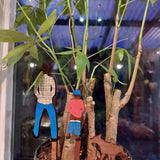 Maxbell 3x Potted Plant Wooden Plaque Dad, Son and Dog for Home Flower Pot Courtyard S