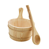 4L Wooden Sauna Bucket and Ladle SPA Steaming Bathroom Tool for Bath Sauna